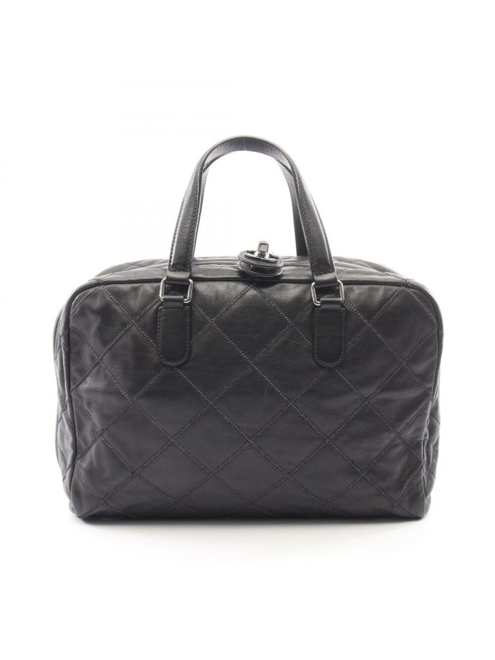 Chanel Quilted Bowling Bag Black Lambskin